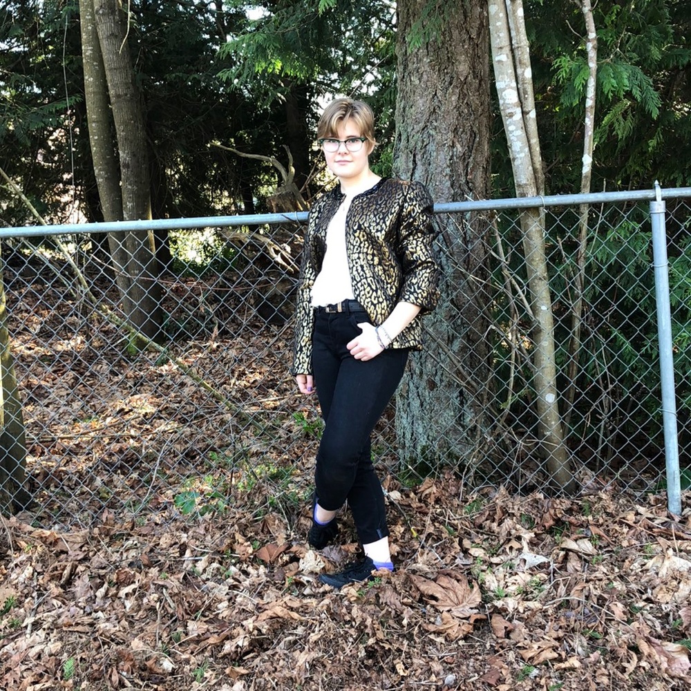 Cheetah bejeweled blazer